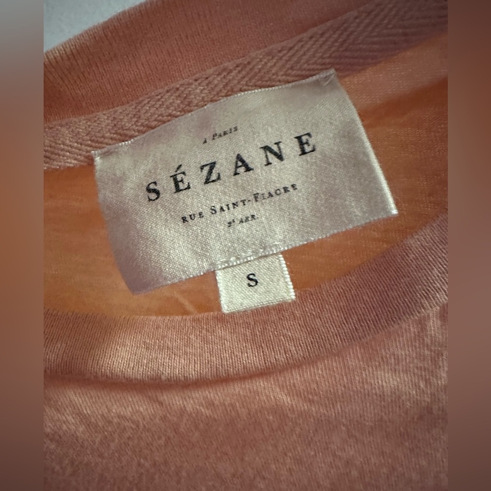 Stylish Sezane Amour Libre T Shirt Free Love Cotton Peach Short Sleeve Sz Small - Picture 5 of 11